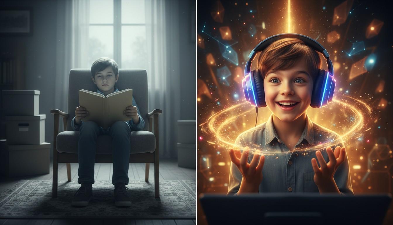 Rodzic czytający dziecku bajkę